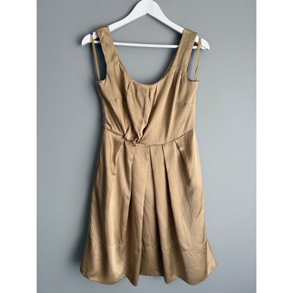 Banana Republic Silk Mini Dress Size 6 Champagne Gold Quiet Luxury Old Money